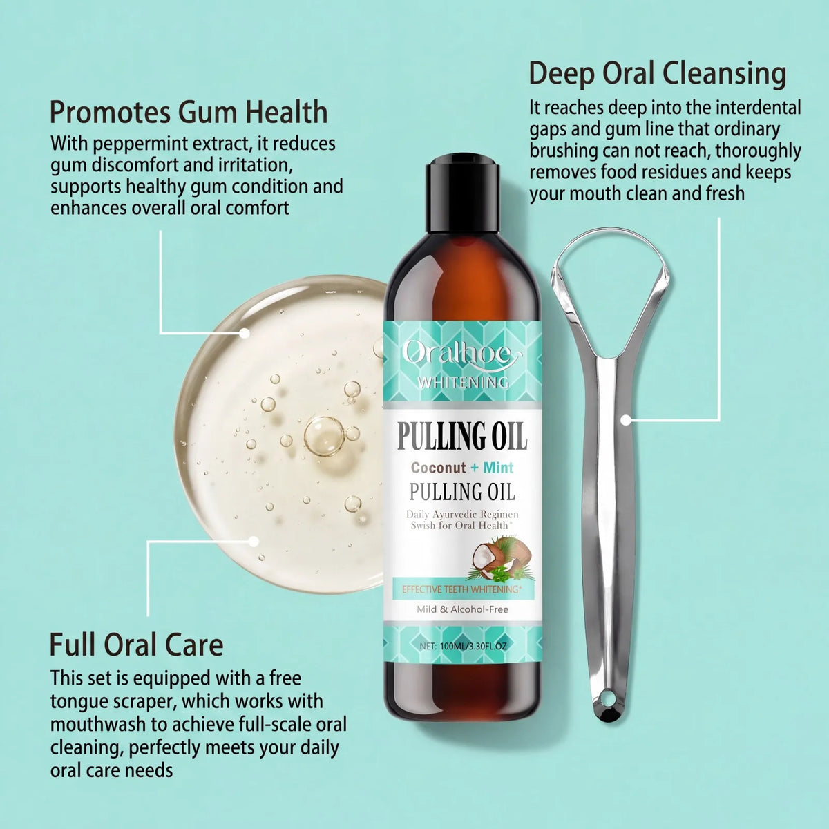 Coconut Mint Oil Pulling Mouthwash 100ml – Alcohol-Free Oral Care