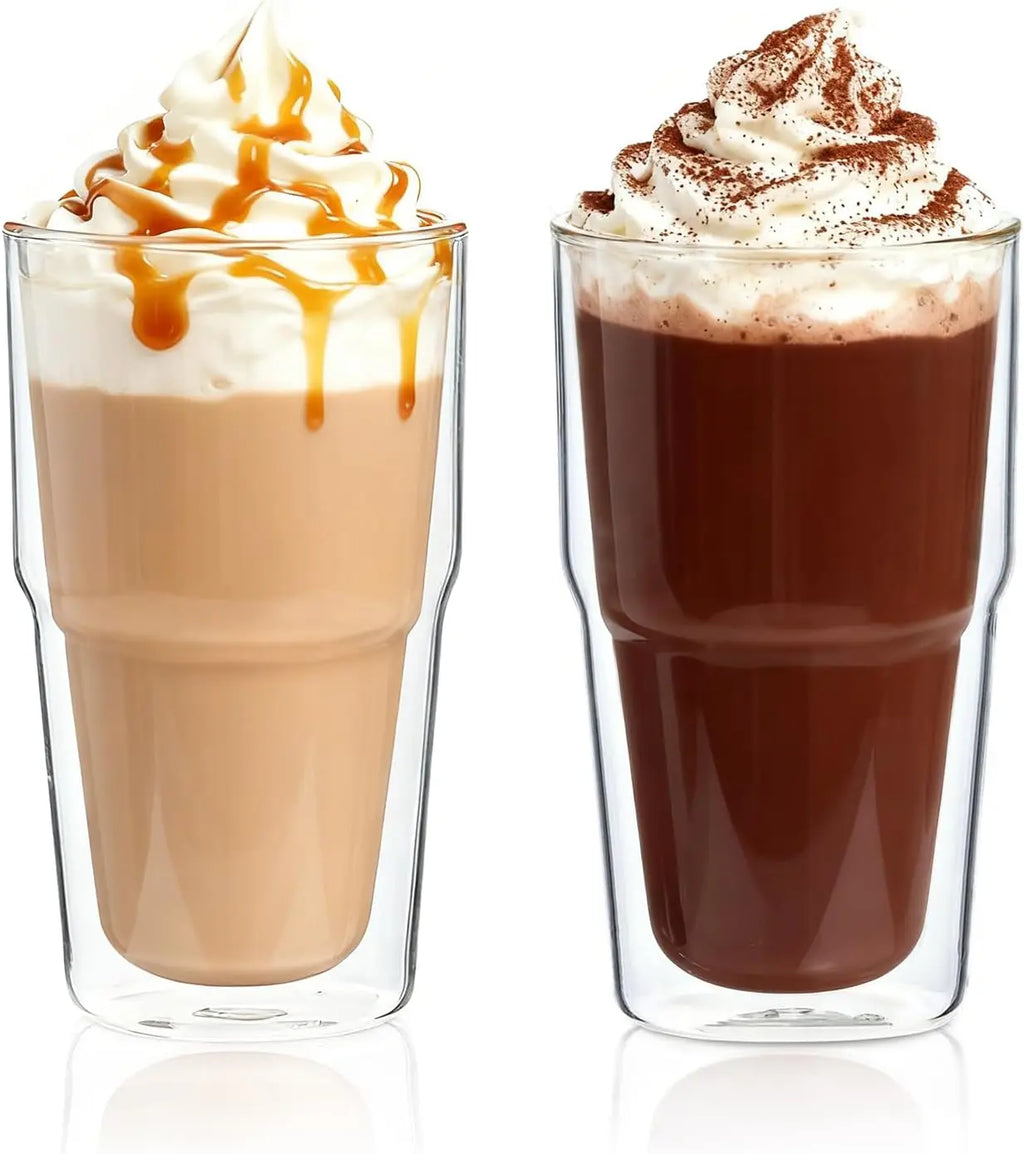 KEMORELA 473ml Double Wall Glass Tumbler Set of 2 | Insulated