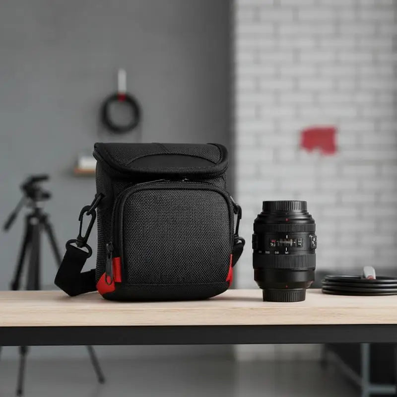 Waterproof Nylon Mini Camera Bag – Black Shoulder Backpack