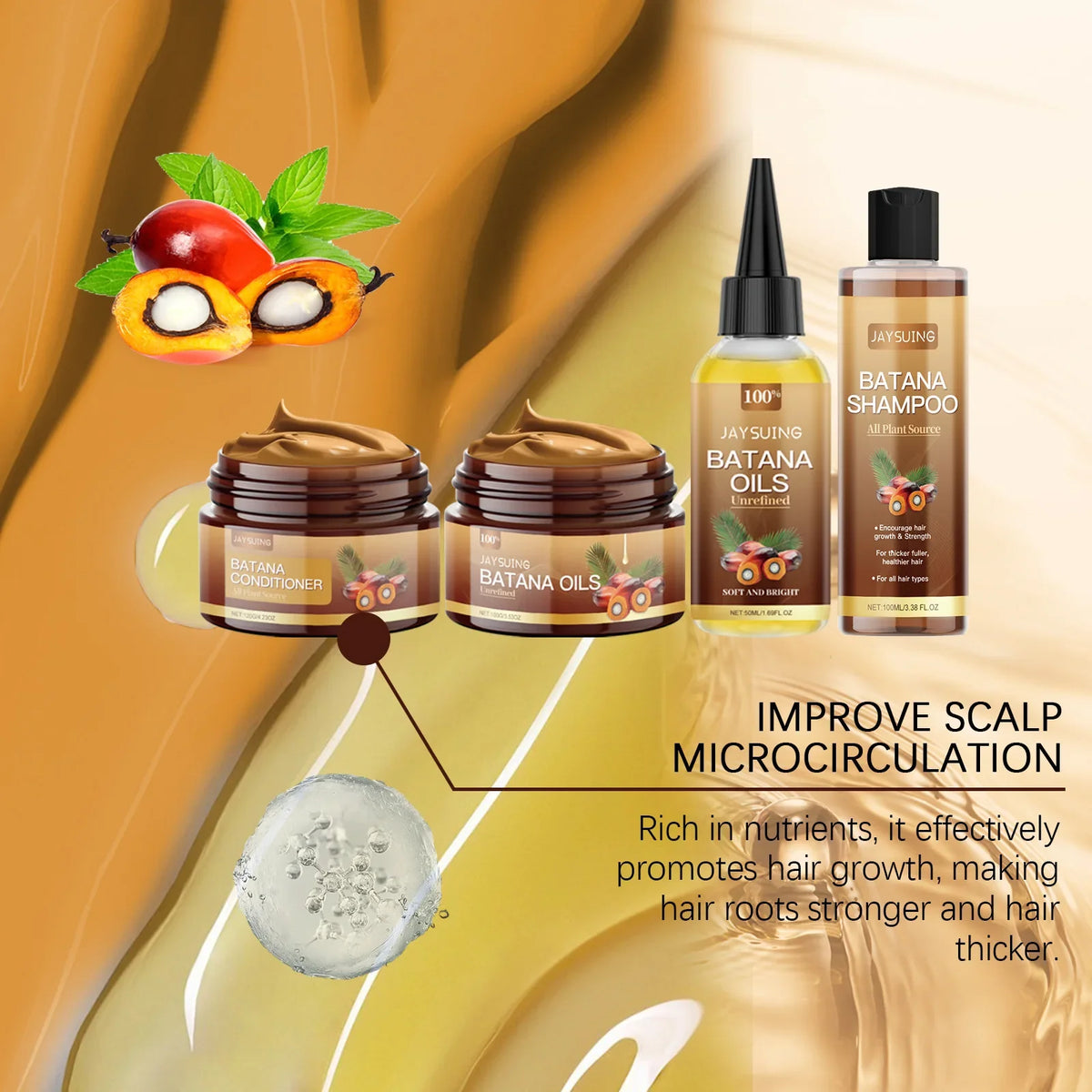 Jaysuing Batana Oil Hair Set – Shampoo, Mask & Serum