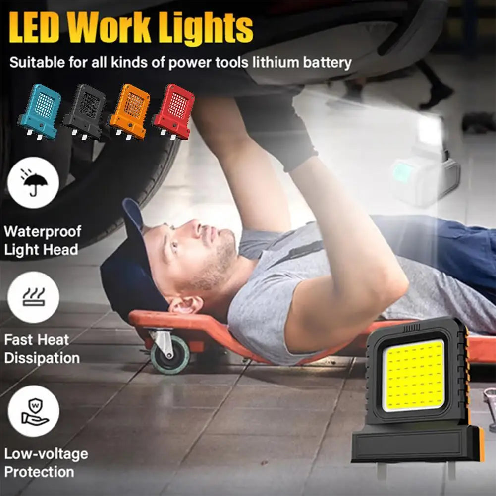 Portable 14W LED Work Light – IP67 Waterproof, Battery Socket
