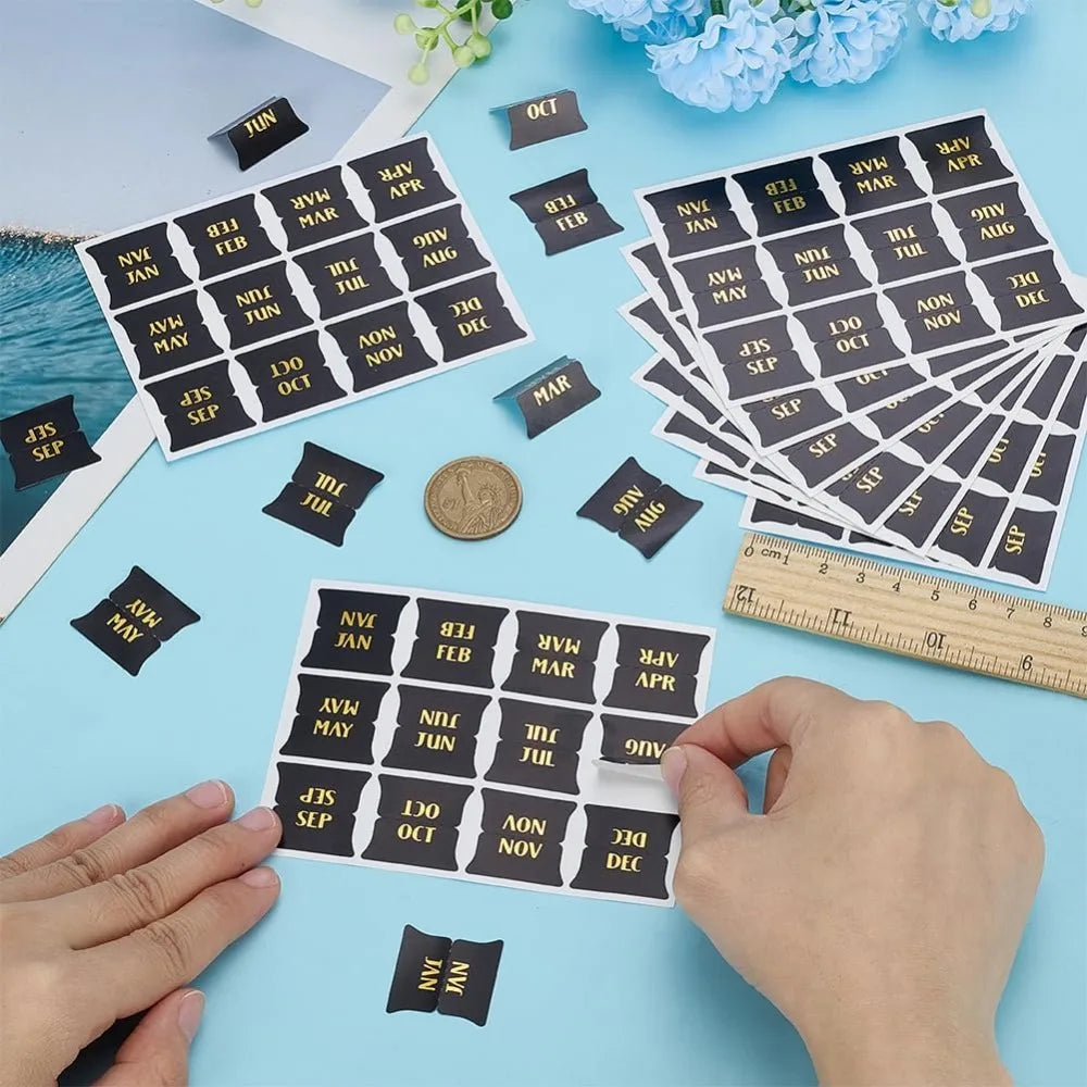 Monthly Planner Stickers Black & Gold – 120pc Self-Adhesive Labels