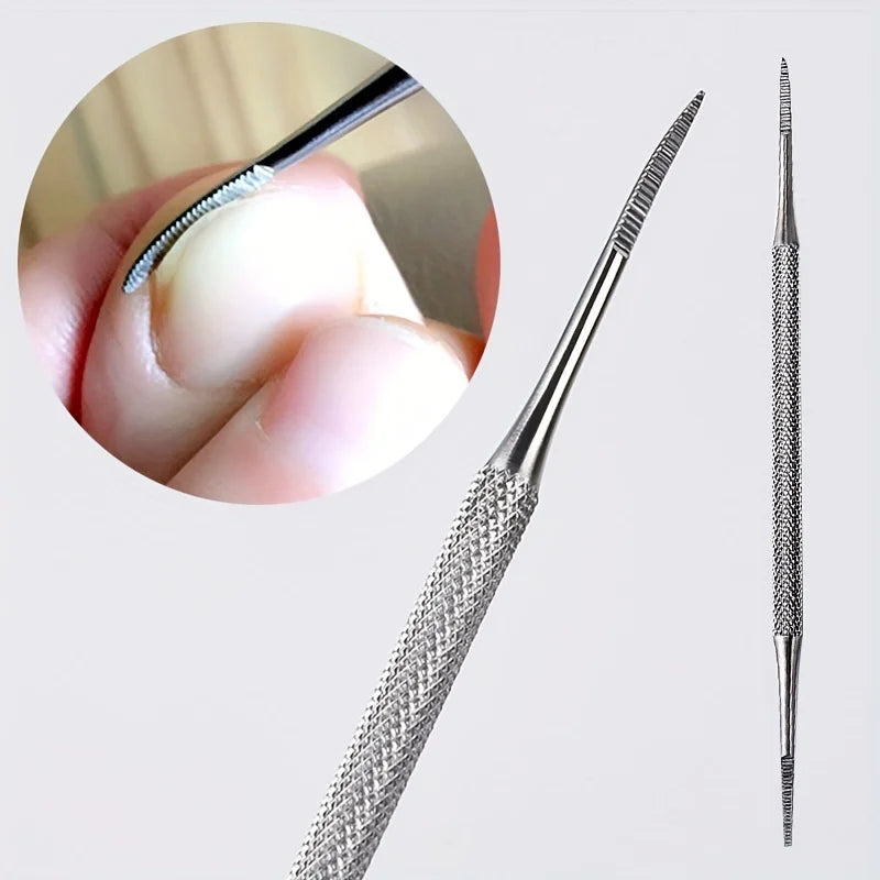 Stainless Steel Nail File & Multifunctional Nail Art Pen Tool