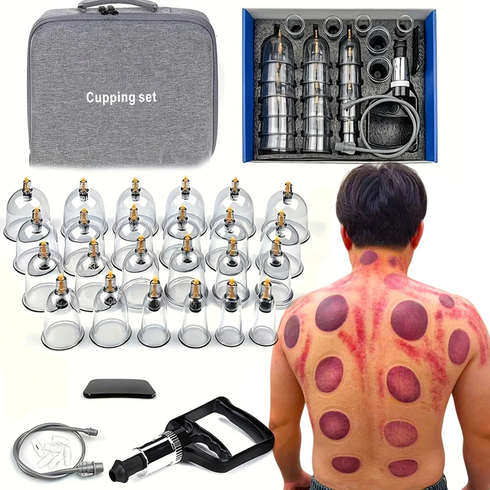 Cupping Therapy Massage Set – Vacuum Cups, Hand Pump & Manual