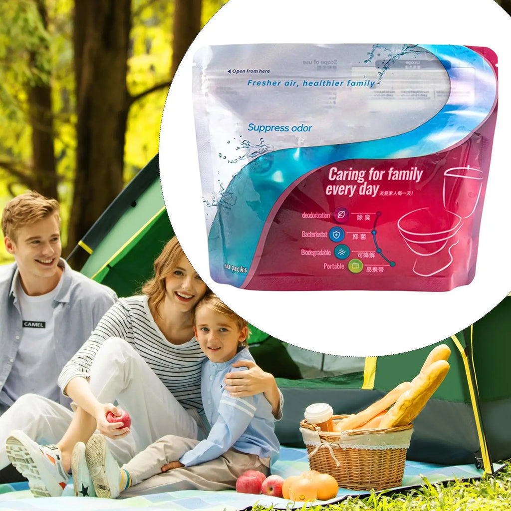 Portable Toilet Absorbent Powder 30 Pcs | Camping & Hiking