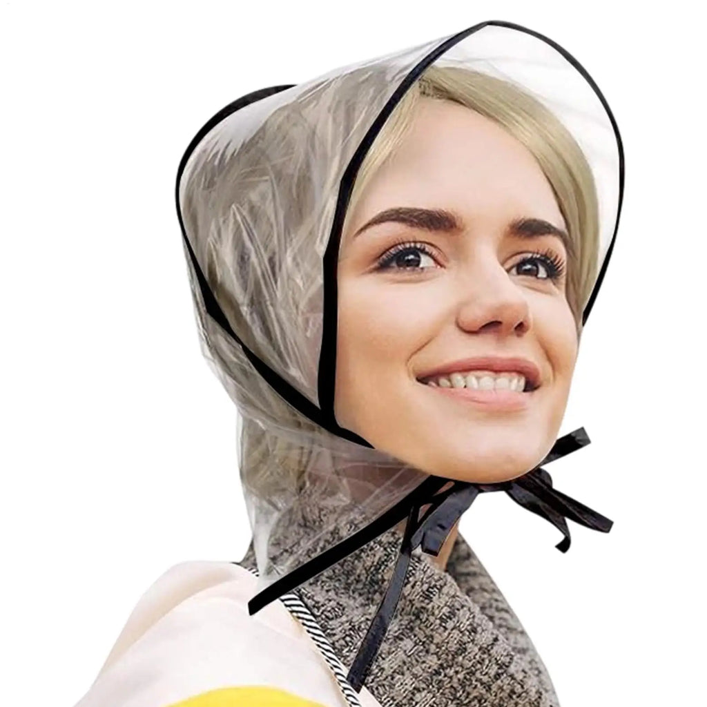 Rain Hats Women Reusable Transparent Headwear Brim Waterproof Hat