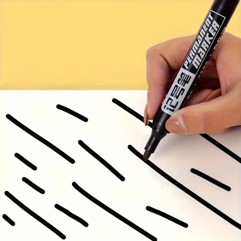 10-Pack Black Permanent Markers – Waterproof Multi-Surface Pens