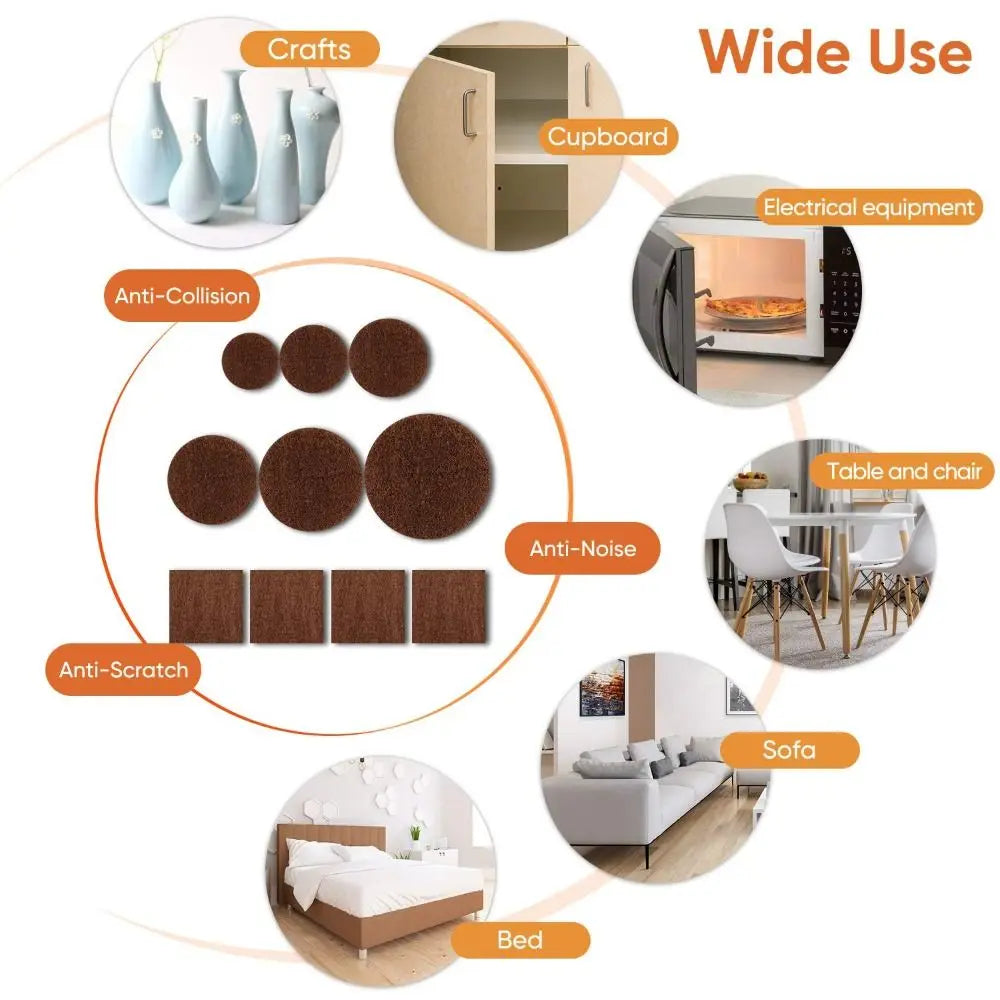 136 Self Adhesive Furniture Pads Anti Scratch Various Sizes Felt