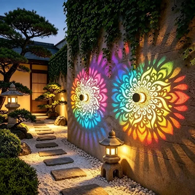 Solar Mandala Wall Lantern | Outdoor Waterproof Garden Fence Light