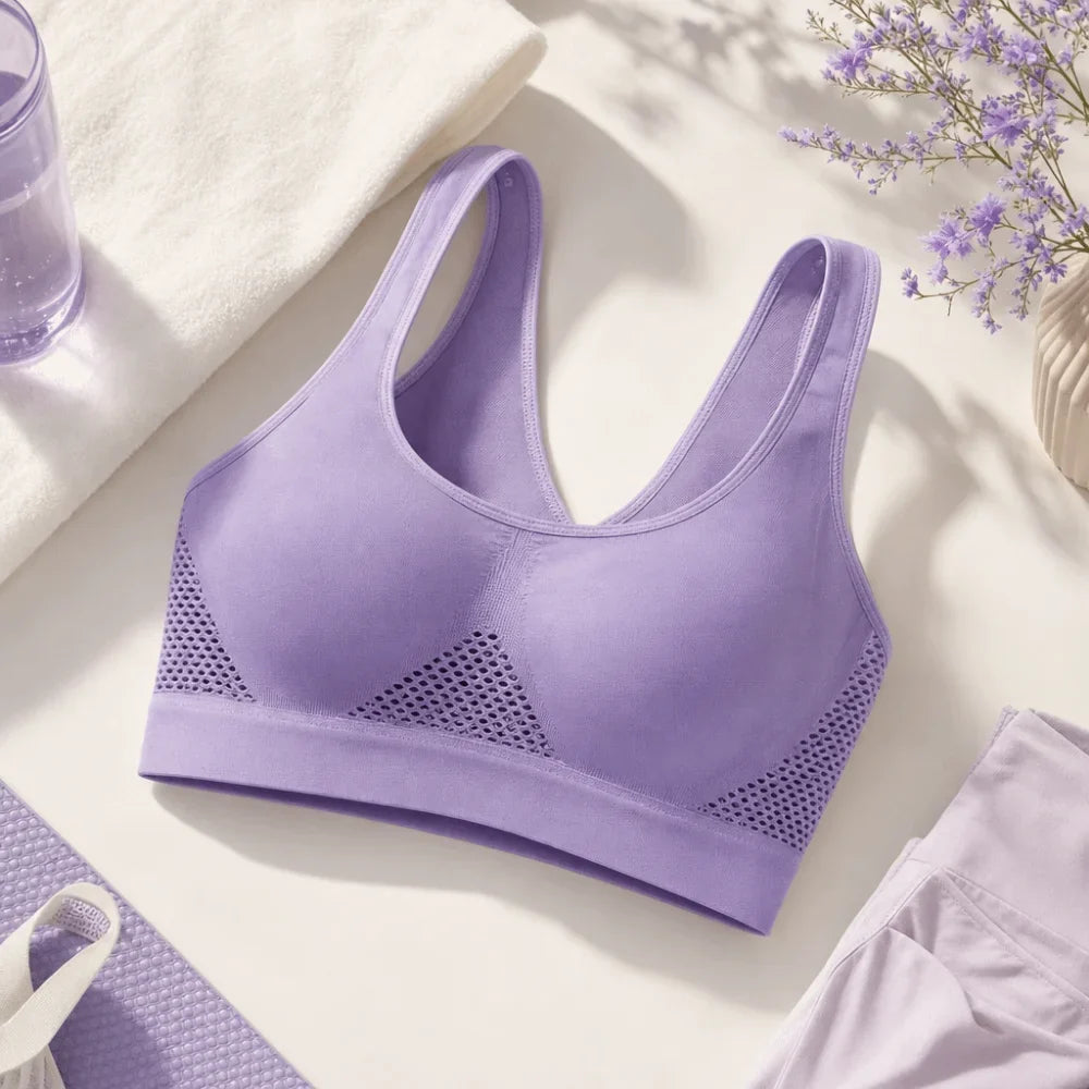 Women's Seamless Wire-Free Sports Bra – Hollow Mesh Quick-Dry