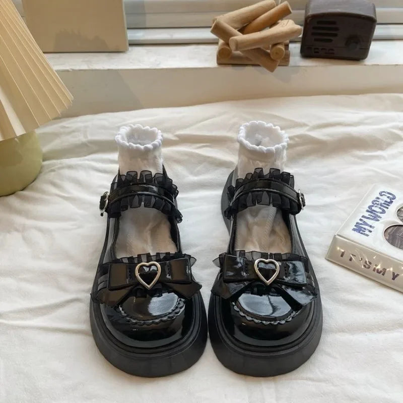Women's Mary Jane Platform Pumps – Butterfly Knot Buckle