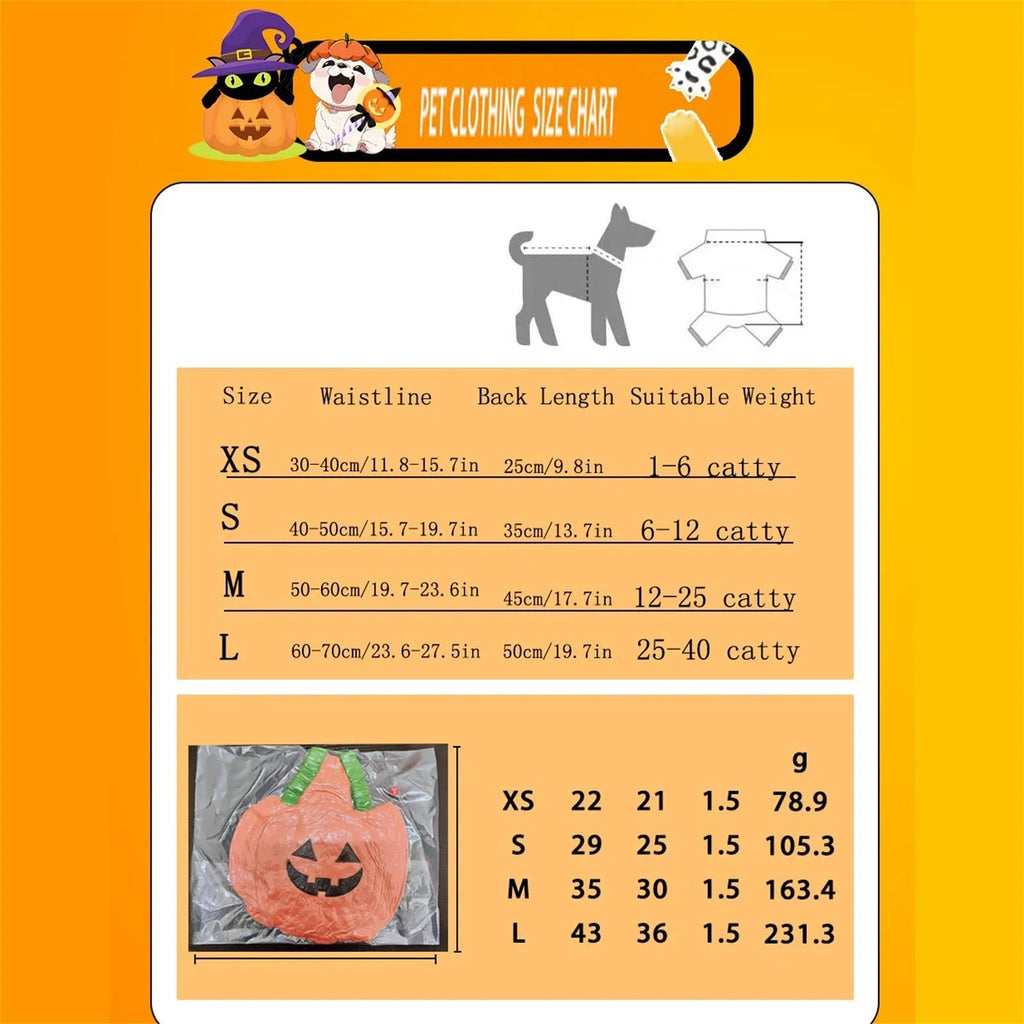Halloween Pumpkin Costume for Dogs & Cats | Funny Pet Outfit