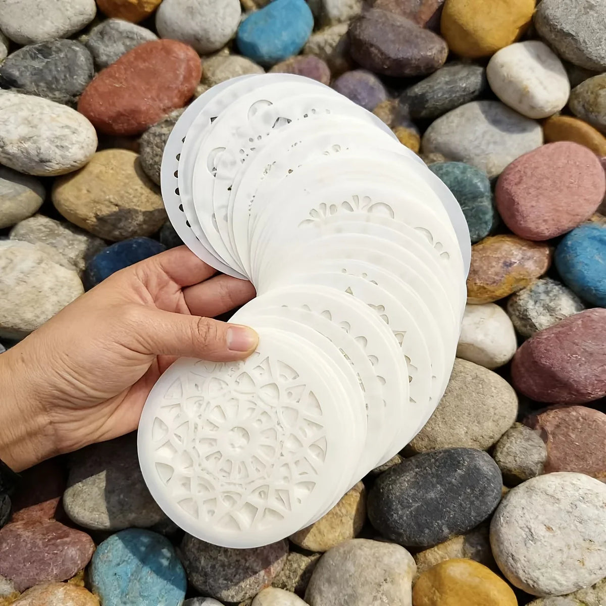 24 Circular Mandala Pattern Hollow Templates Suitable DIY Rock Art