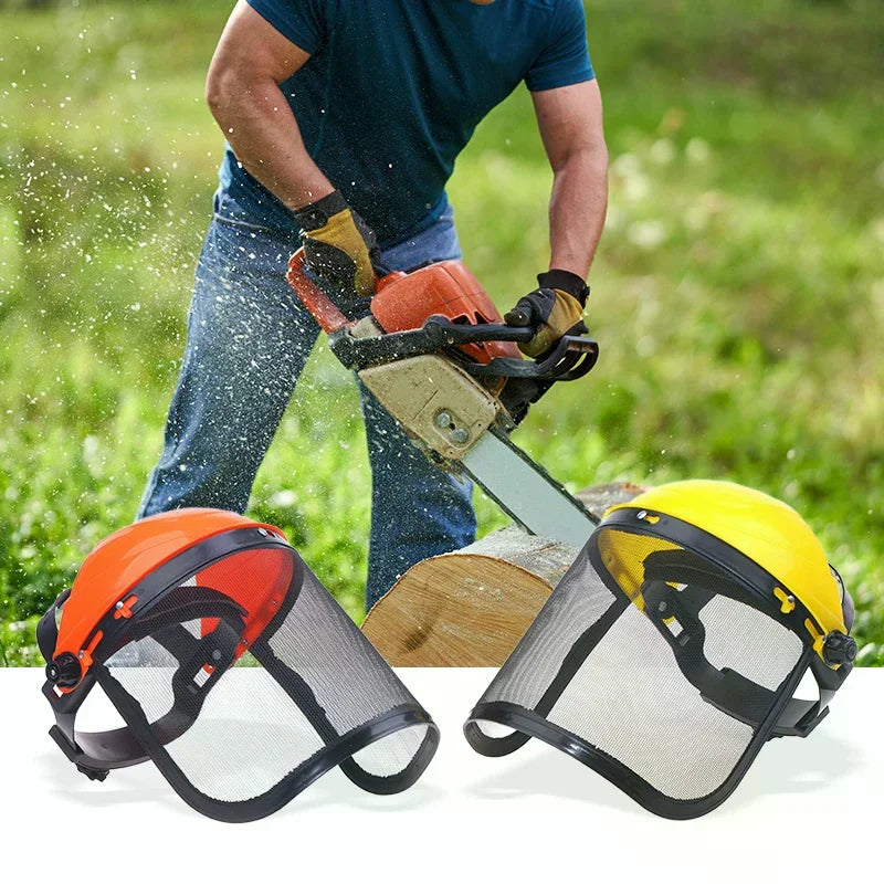Safety Helmet Hat Full Face Mesh Protective Mask Garden Grass Trimmer