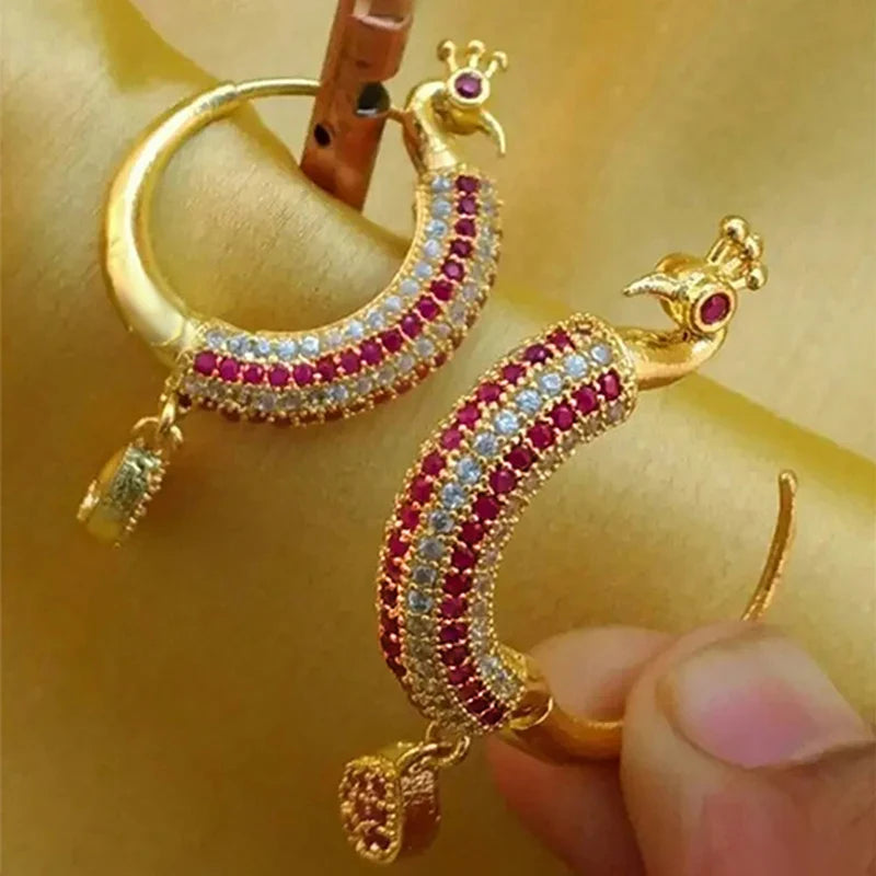 Huitan Cubic Zirconia Hoop Earrings – Geometric Women's Jewelry