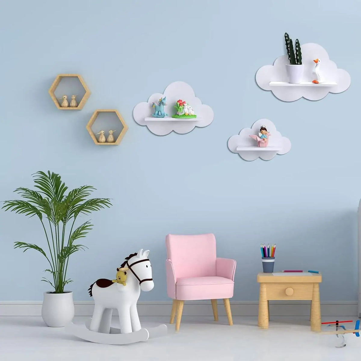 Cloud Wall Shelf Set of 3 – Floating Kids Room & Nursery Shelves