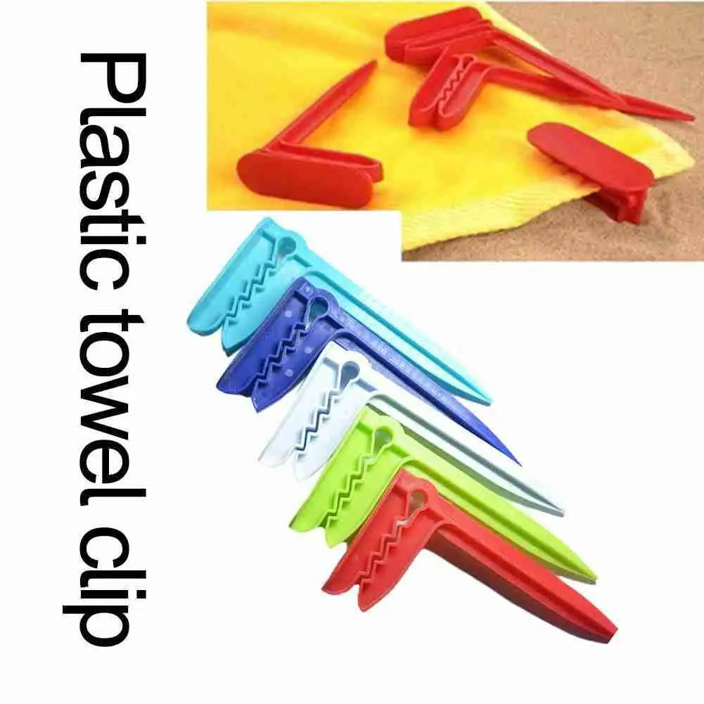 4-Pack Beach Towel Clips – Strong Plastic Clothes Pegs