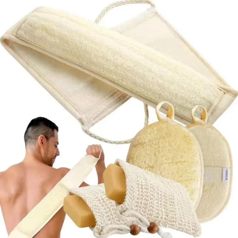 Flax Fiber Exfoliating Back Scrubber – Natural Linen Bath Strap