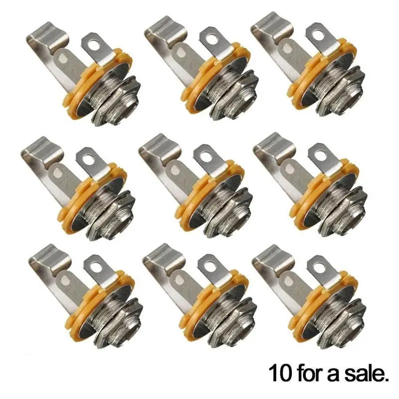 10-Pack Electric Guitar Input Jack 1/4" Mono Socket Nut & Washer