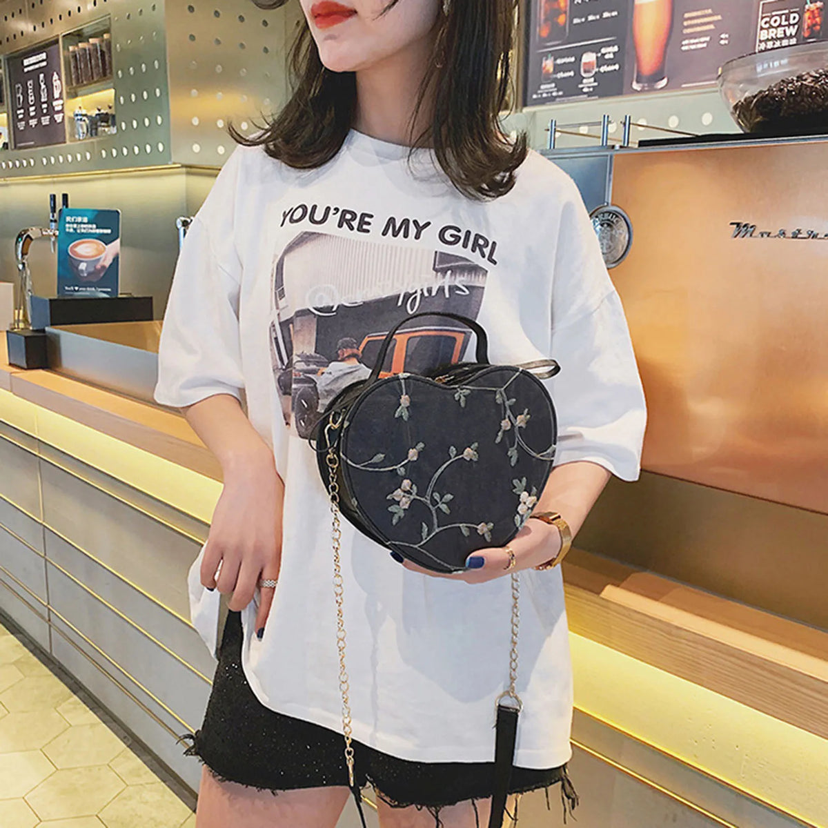 Women's Lace Heart Crossbody Bag | PU Leather Shoulder Purse