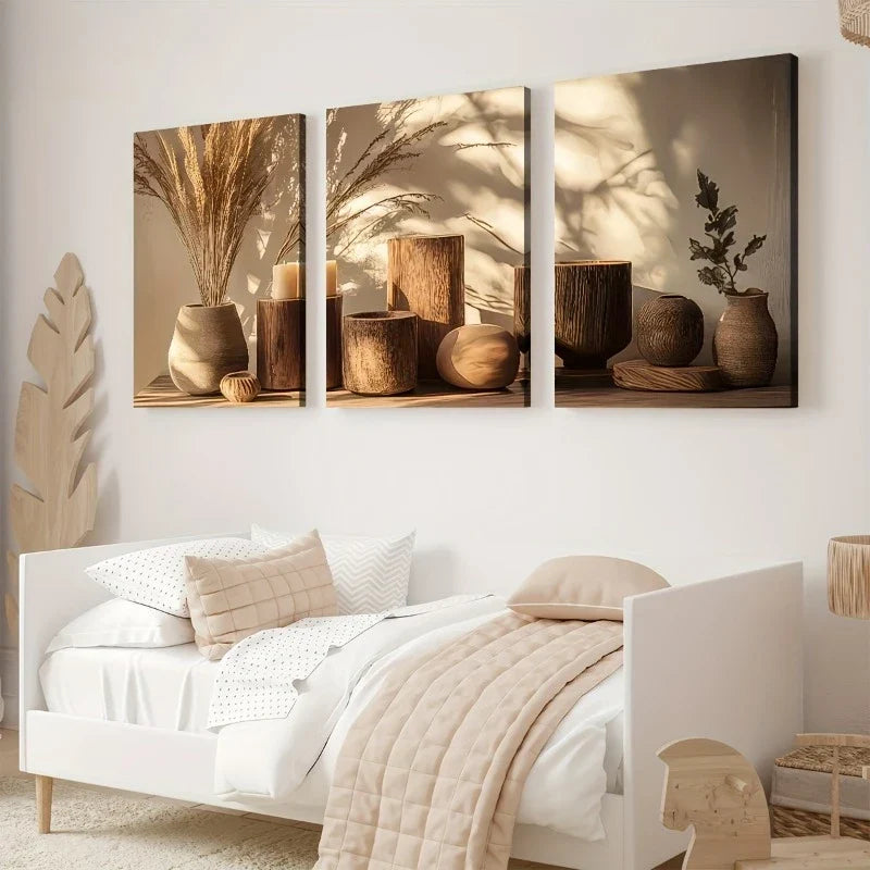 3-Piece Minimalist Floral Canvas Wall Art Set – Unframed Prints