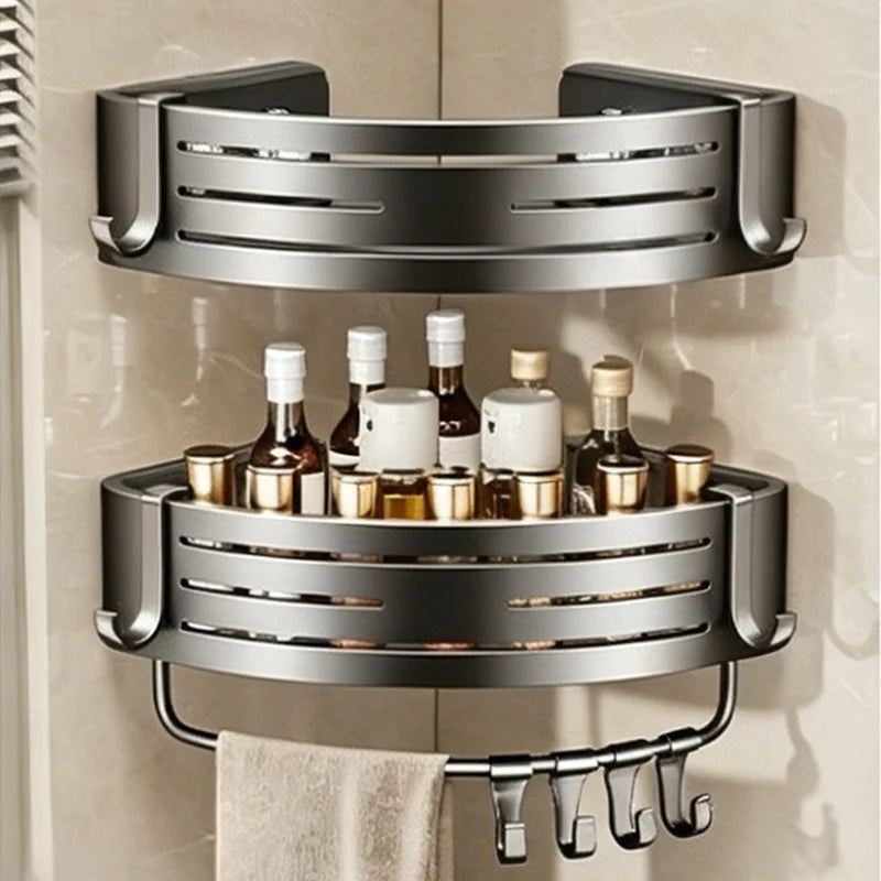 No-Drill Suction Cup Aluminum Bathroom Wall Shelf | Single Tier