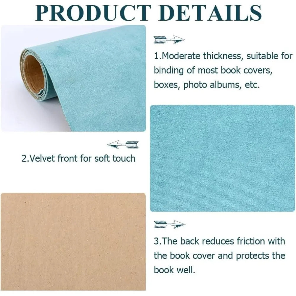 Self-Adhesive Turquoise Velvet Book Cloth 43x14 in | Bookbinding