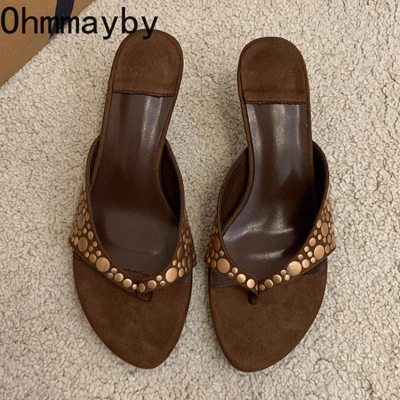 Vintage Clip Toe Women's Low Heel Slide Slippers | Summer Party