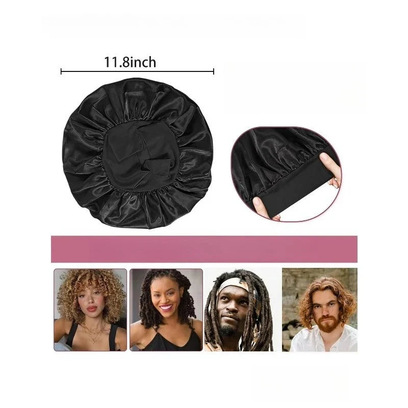 Silk Satin Sleep Bonnet – Wide Soft Band for Curly Hair