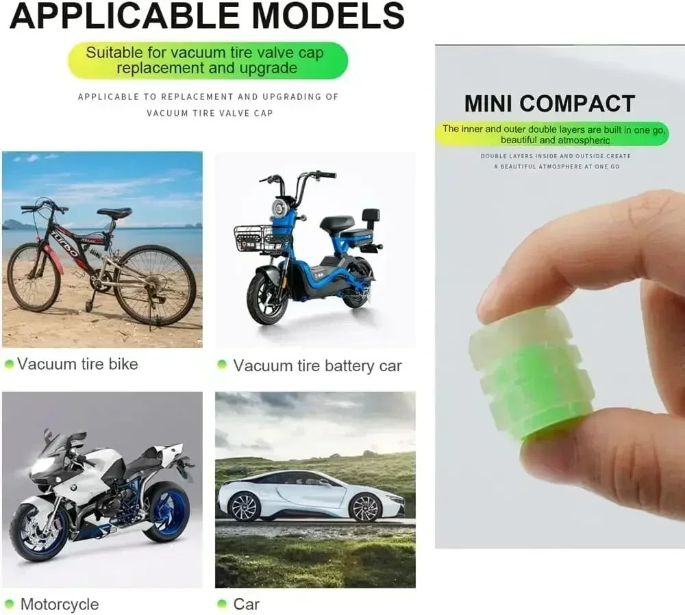 5 Luminous Tire Valve Cap Car Wheel Hub Glowing Dust-proof Decorative