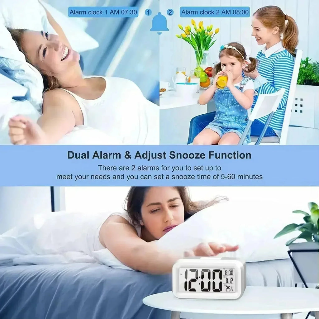 LED Digital Alarm Clock with Backlight, Snooze & Calendar