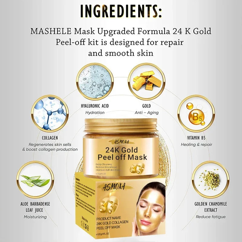 24K Gold Peel-Off Facial Mask – Deep Cleansing & Moisturizing