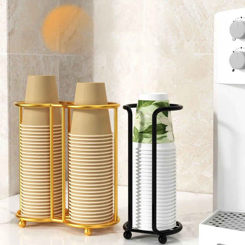 Desktop Paper Cup Holder – Iron Dispenser & Storage Rack