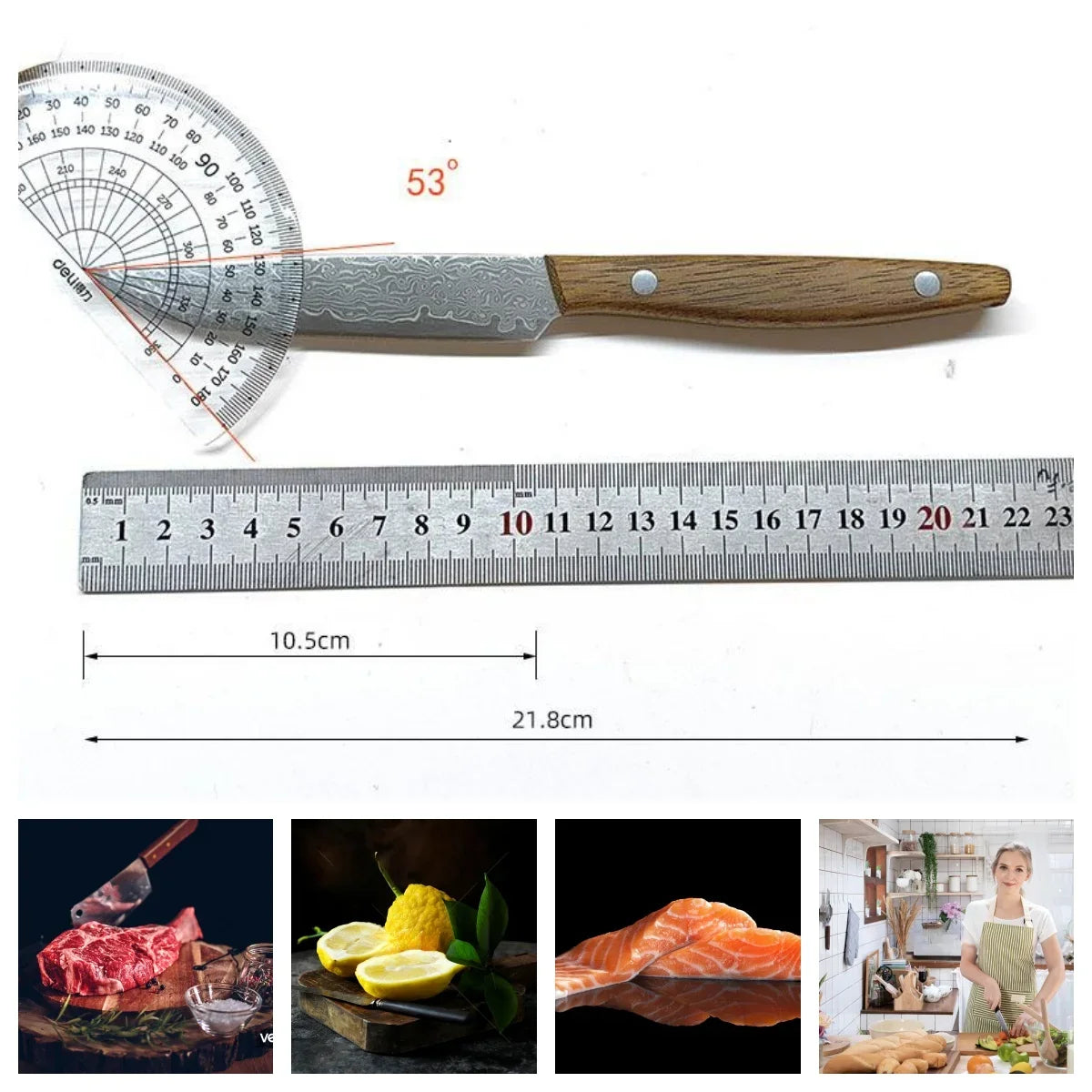 Damascus Steel Steak Knife – 67-Layer Blade & Wood Handle