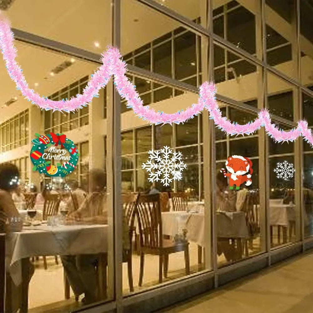 Christmas Tinsel Garland Pink Glittering Decoration Tree Party