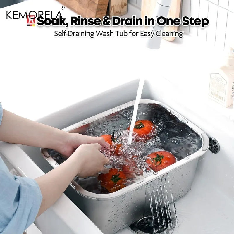 10L Stainless Steel Dishpan – Large Kitchen Wash Basin & Tub