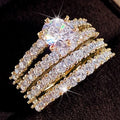 Huitan 2Pcs CZ Bridal Ring Set – Women's Wedding & Engagement Rings