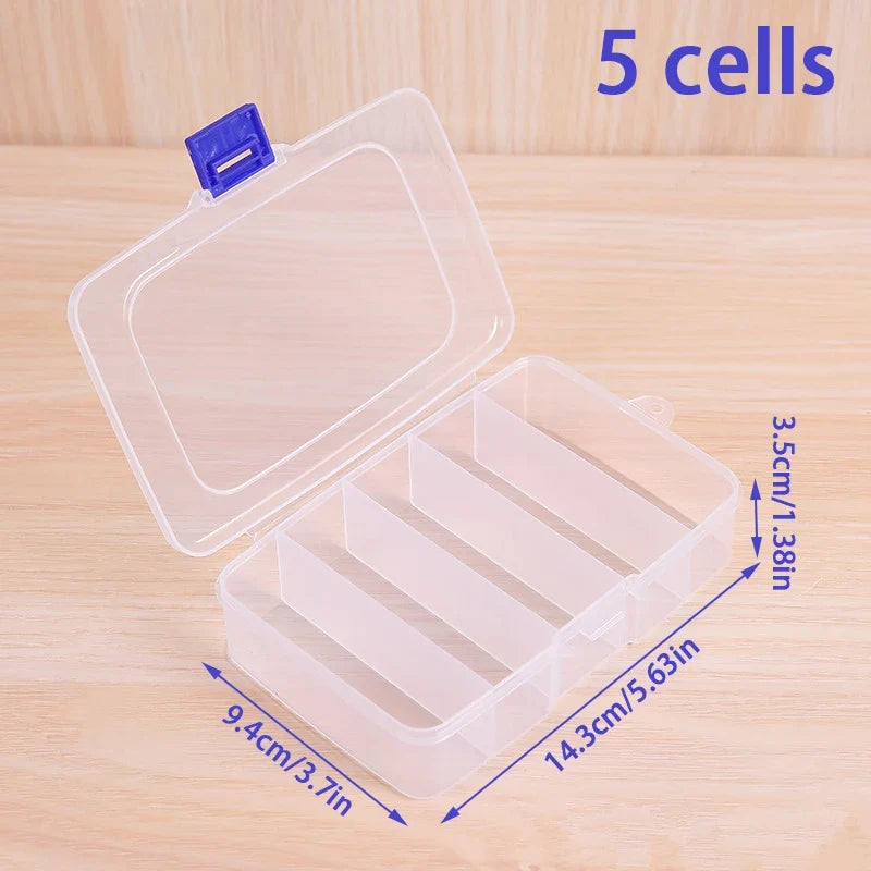 Clear 5/6 Grid Portable Jewelry & Hair Clip Storage Organizer