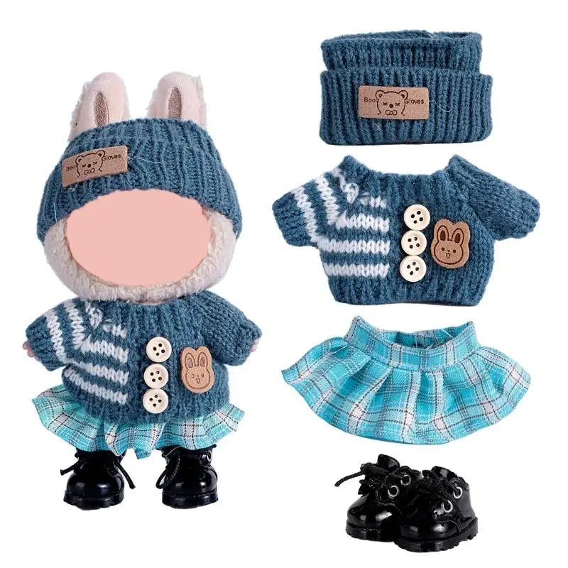 17cm Doll Sweater Pants Hat Set | 1/12 Scale Fashion Outfit