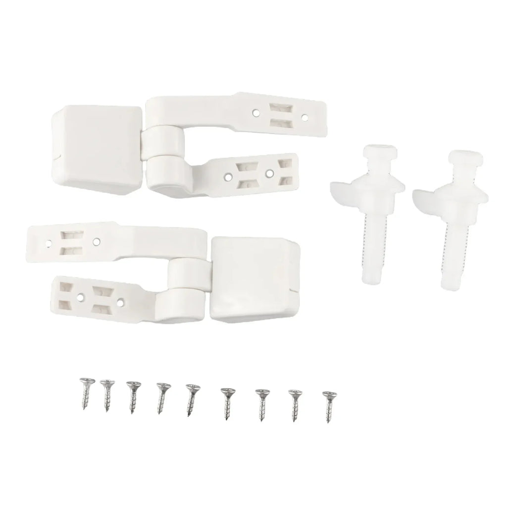 White Plastic Toilet Seat Hinges with Bolts & Screws Kit