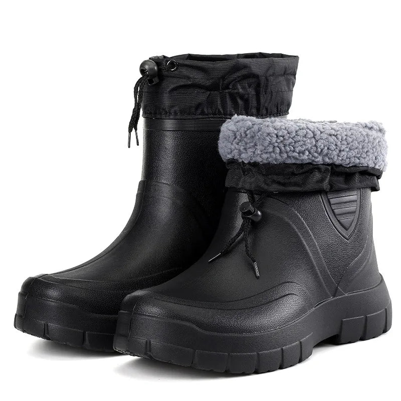 Men's Fleece-Lined Waterproof Rain Boots – Warm Anti-Slip EVA