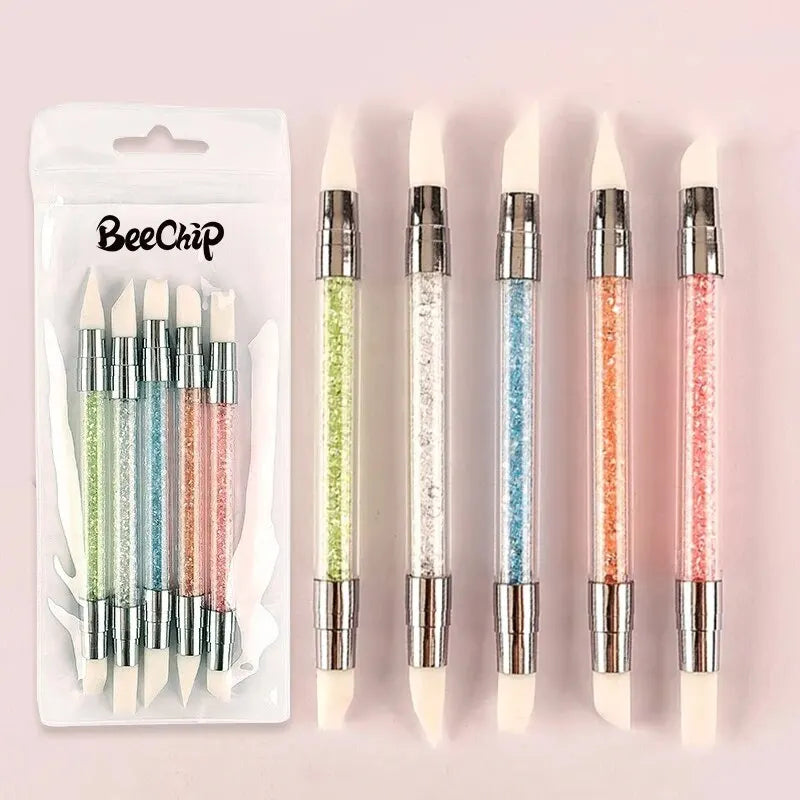 5-Pc Double Head Silicone Nail Art Sculpting & Embossing Pen Set