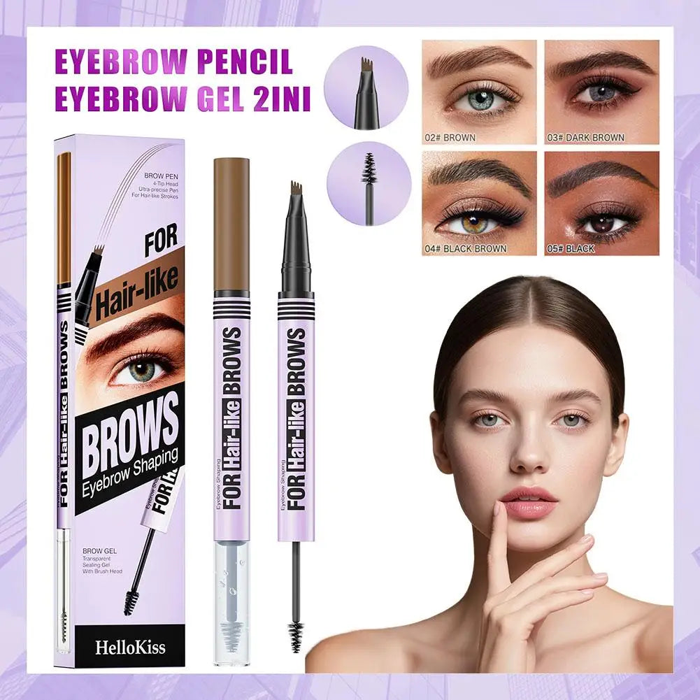 4-Fork-Tip Eyebrow Pencil | Waterproof 3D Brow Shaping Kit