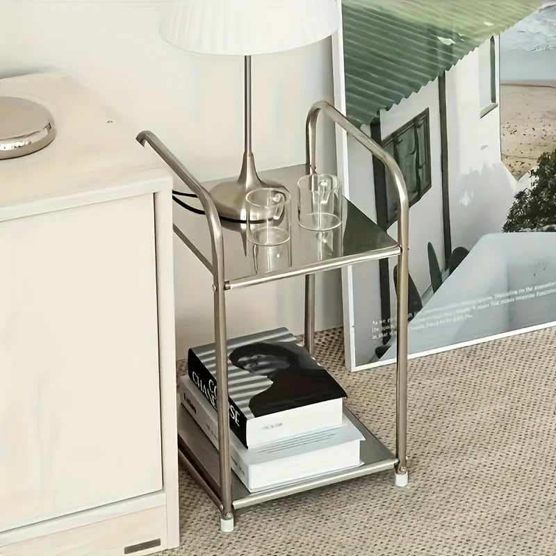 Modern Stainless Steel Side Table & Nightstand Shelving Unit