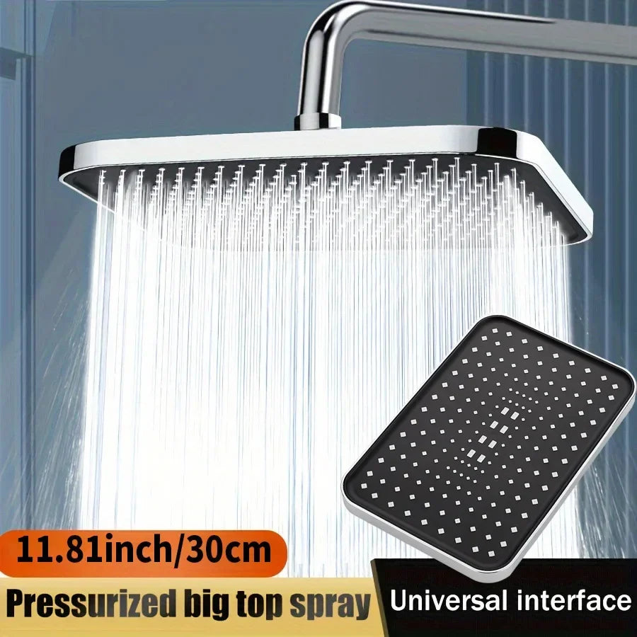 30cm Rainfall Shower Head – 360° Rotation, High Flow & Water Saving