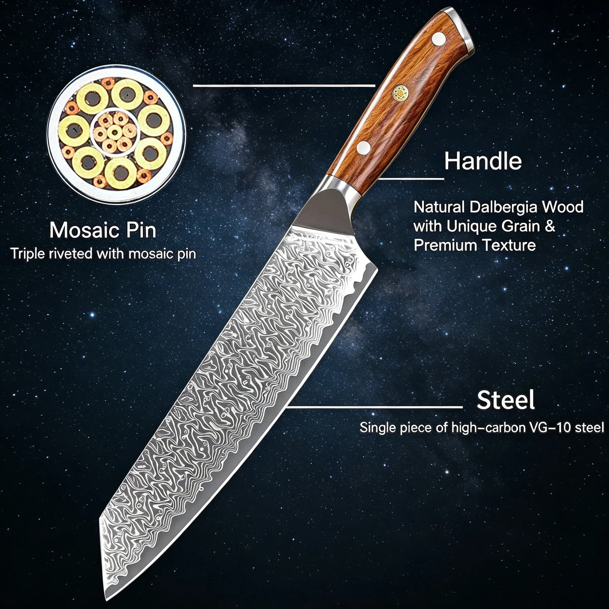 Damascus Steel Kiritsuke Knife – Sharp Chef's Slicing Knife