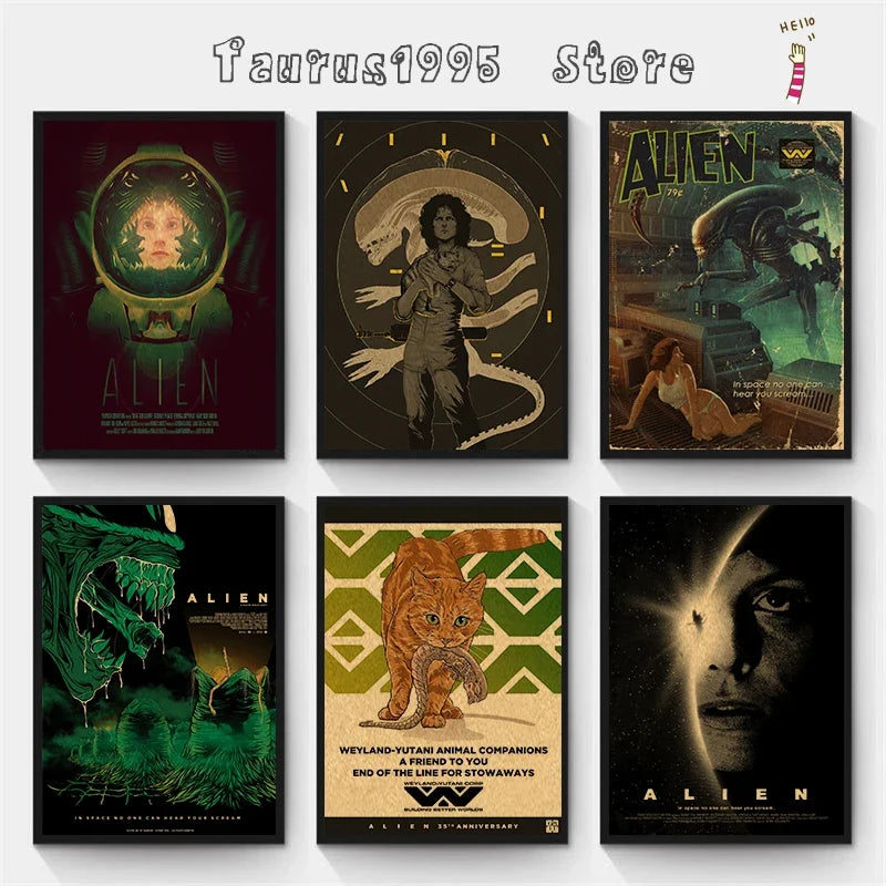 Alien Ridley Classic Movie Poster – Kraft Paper Wall Art Print