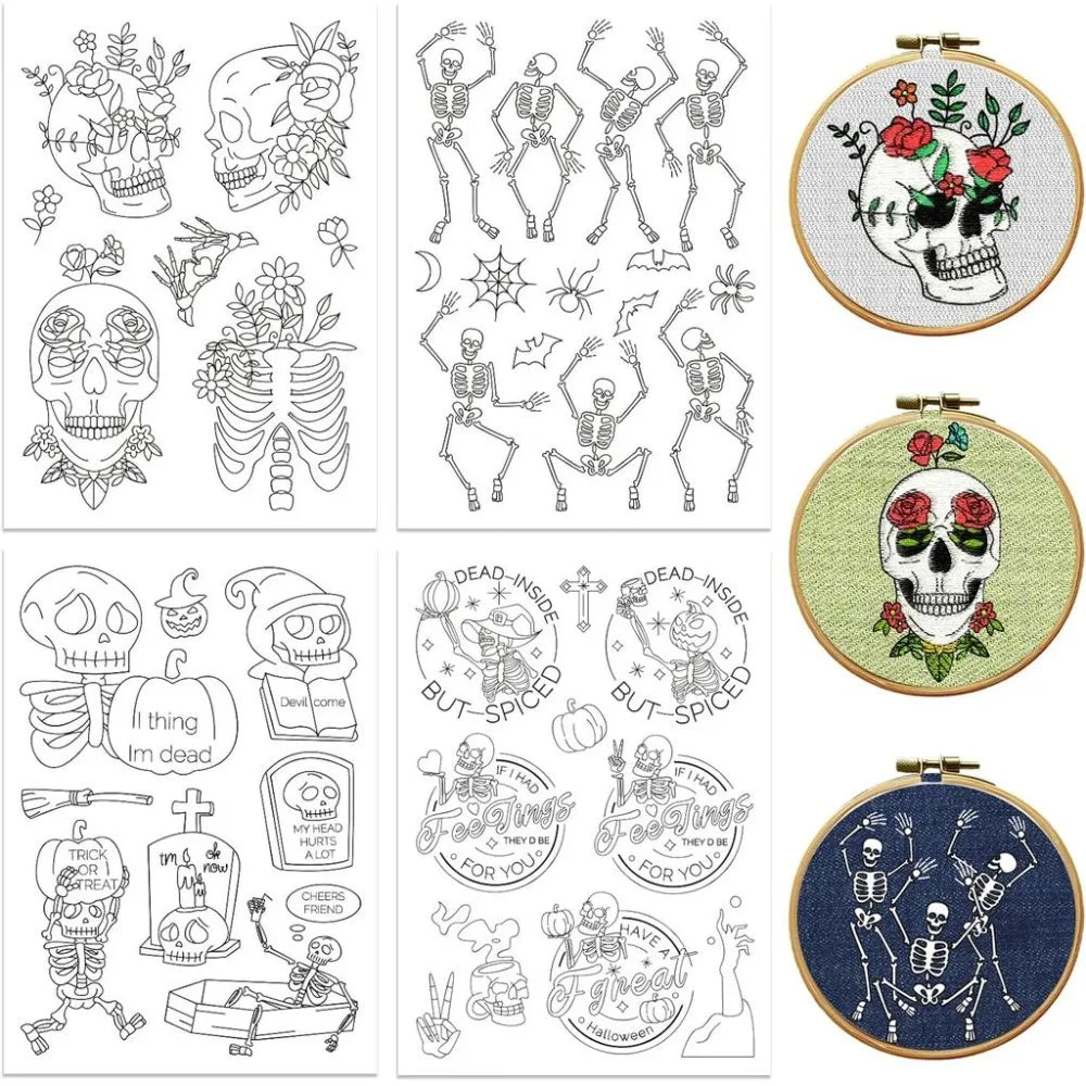 Water Soluble Embroidery Patterns – 4 Sheets, 39 Designs