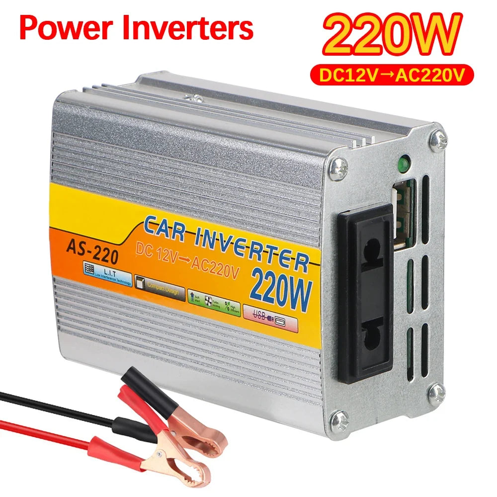 220W Car Power Inverter DC 12V to AC 220V with USB Port