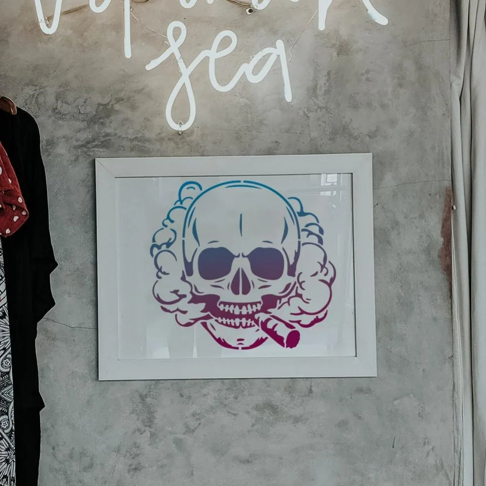 Large Skull Stencil 11.8" – Halloween Skeleton Drawing Template